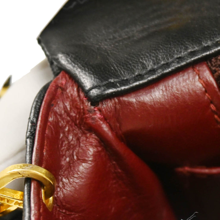 Chanel 1989-1991 Black Lambskin Turnlock Small Full Flap Shoulder Bag
