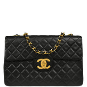 Chanel 1991-1994 Black Lambskin Maxi Classic Flap Shoulder Bag