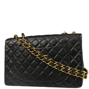 Chanel 1991-1994 Black Lambskin Maxi Classic Flap Shoulder Bag