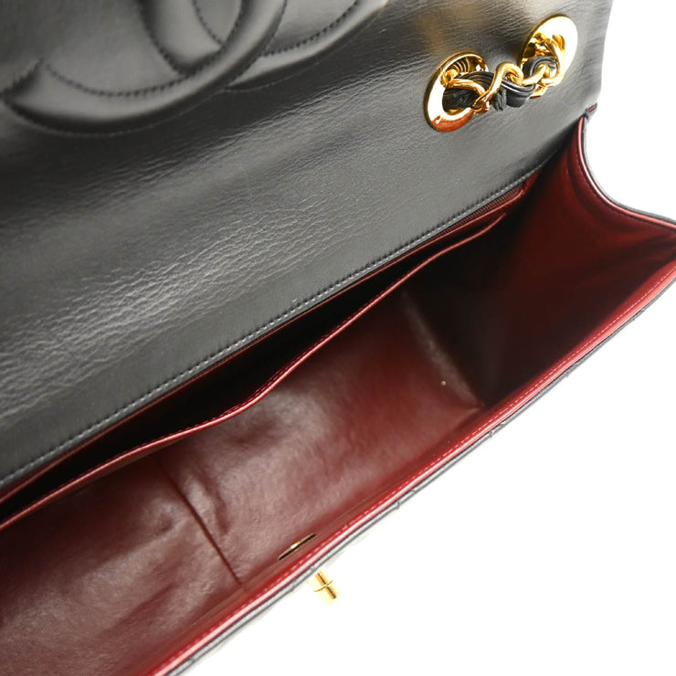 Chanel 1991-1994 Black Lambskin Maxi Classic Flap Shoulder Bag