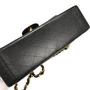 Chanel 1991-1994 Black Lambskin Maxi Classic Flap Shoulder Bag