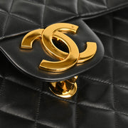 Chanel 1991-1994 Black Lambskin Maxi Classic Flap Shoulder Bag