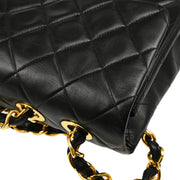 Chanel 1991-1994 Black Lambskin Maxi Classic Flap Shoulder Bag