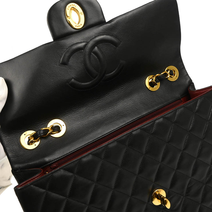 Chanel 1991-1994 Black Lambskin Maxi Classic Flap Shoulder Bag