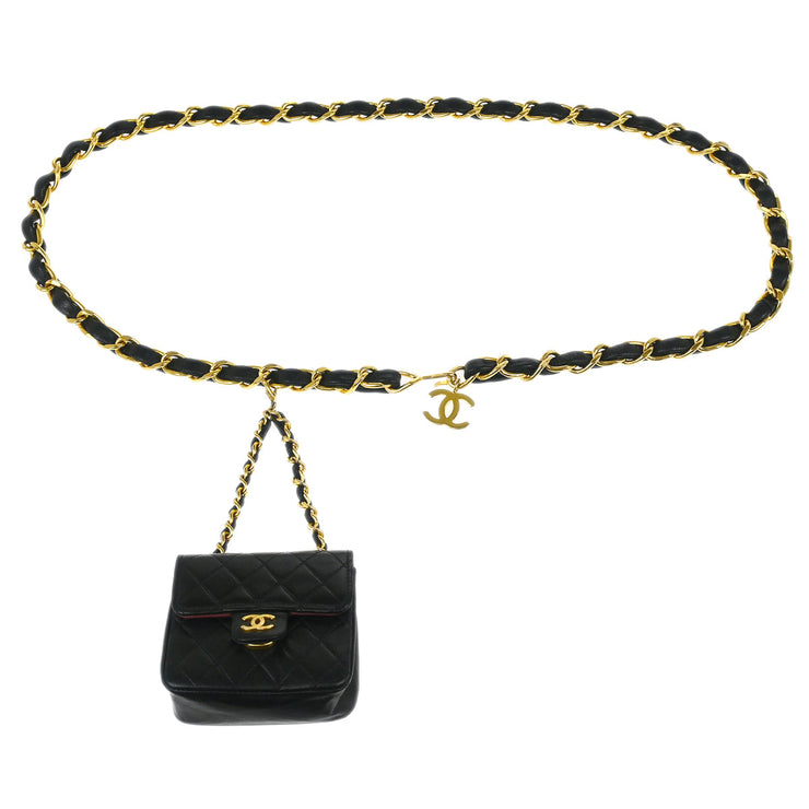 Chanel Black Lambskin Classic Flap Micro Bum Belt Bag