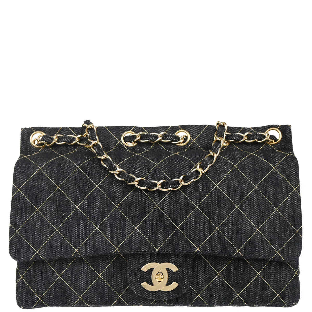 Chanel 2005-2006 Navy Denim Shoulder Bag