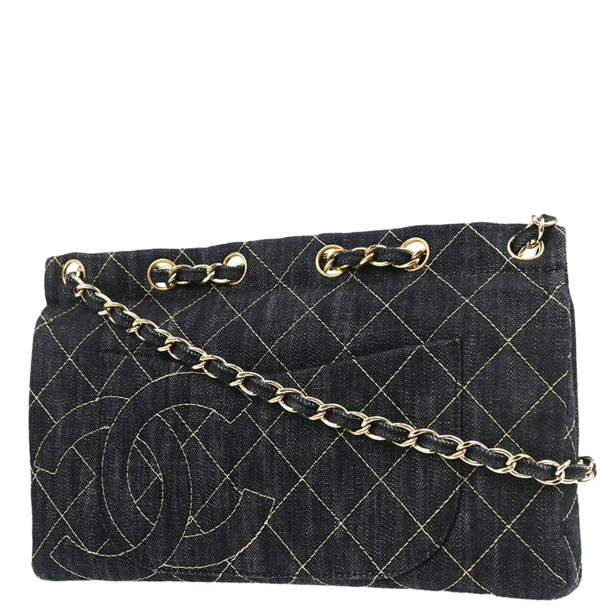 Chanel 2005-2006 Navy Denim Shoulder Bag