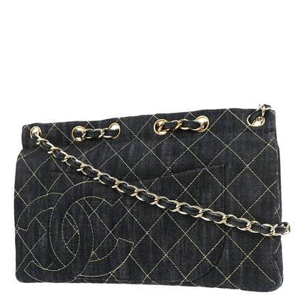 Chanel 2005-2006 Navy Denim Shoulder Bag