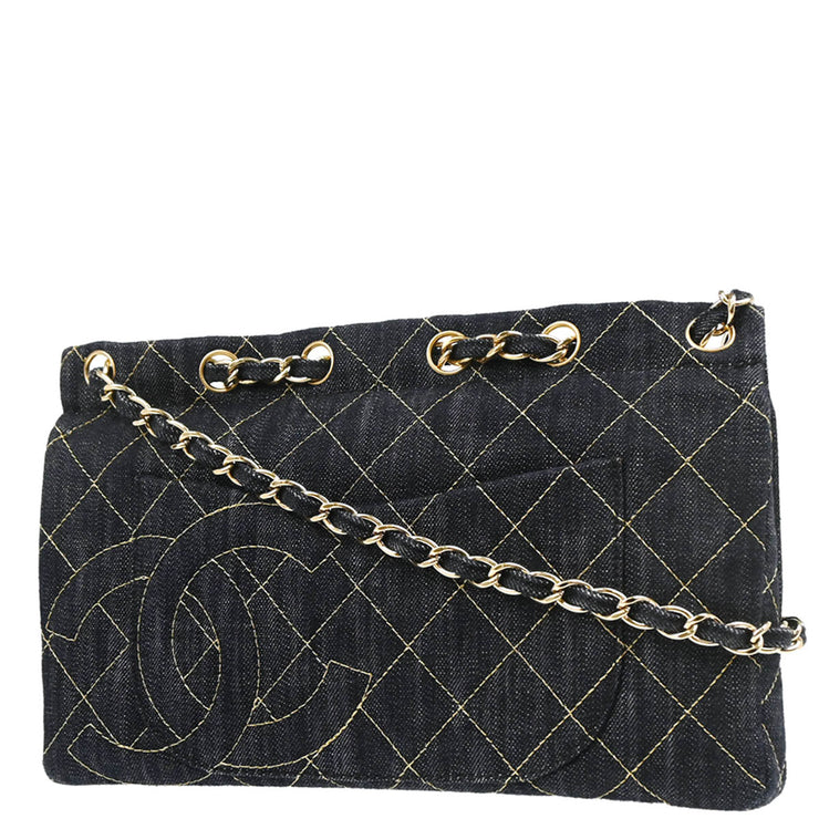 Chanel 2005-2006 Navy Denim Shoulder Bag