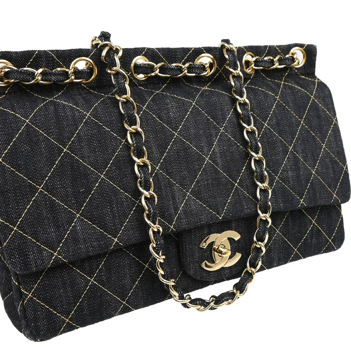 Chanel 2005-2006 Navy Denim Shoulder Bag