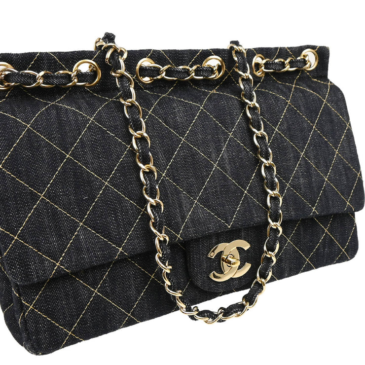Chanel 2005-2006 Navy Denim Shoulder Bag