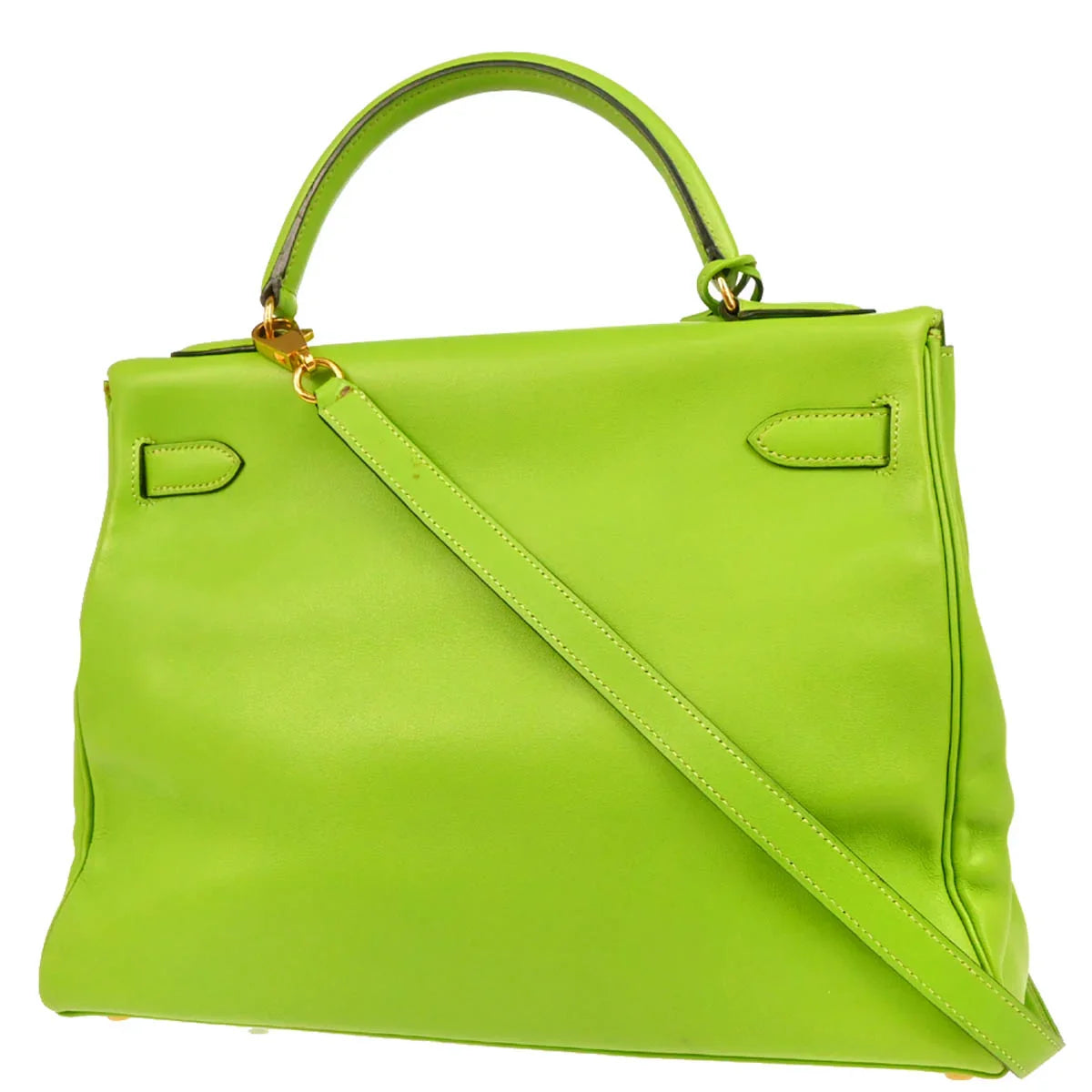 Hermes 1996 Apple Green Gulliver Kelly 32 Retourne 2way Shoulder Handbag