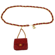 Chanel Red Lambskin Classic Flap Micro Bum Belt Bag
