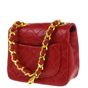 Chanel Red Lambskin Classic Flap Micro Bum Belt Bag