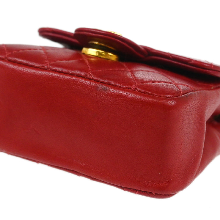 Chanel Red Lambskin Classic Flap Micro Bum Belt Bag