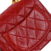 Chanel Red Lambskin Classic Flap Micro Bum Belt Bag