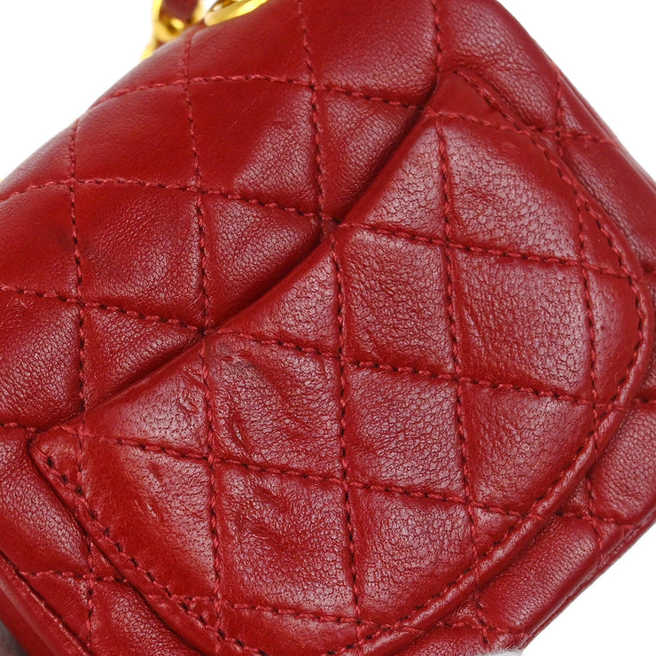 Chanel Red Lambskin Classic Flap Micro Bum Belt Bag