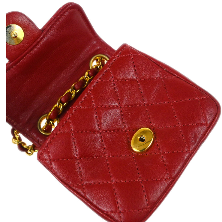Chanel Red Lambskin Classic Flap Micro Bum Belt Bag