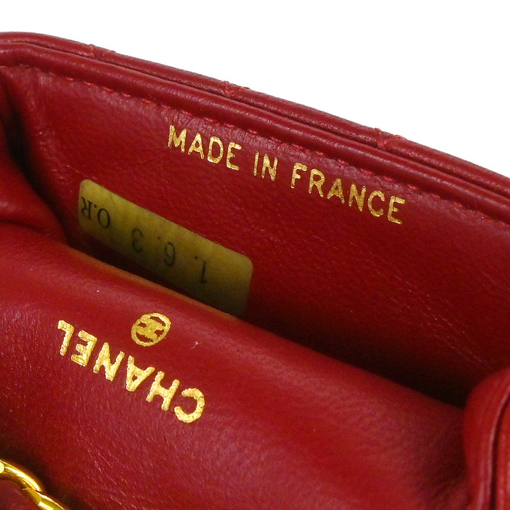 Chanel Red Lambskin Classic Flap Micro Bum Belt Bag