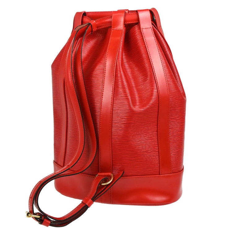 Louis Vuitton 1995 Red Epi Randonnee PM Bucket Shoulder Bag M52357