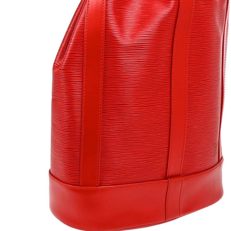 Louis Vuitton 1995 Red Epi Randonnee PM Bucket Shoulder Bag M52357