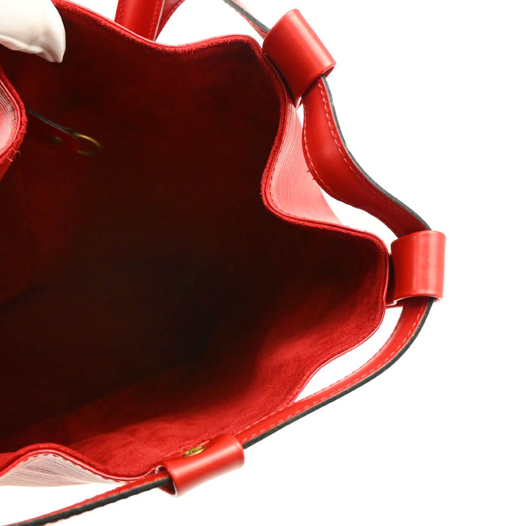 Louis Vuitton 1995 Red Epi Randonnee PM Bucket Shoulder Bag M52357