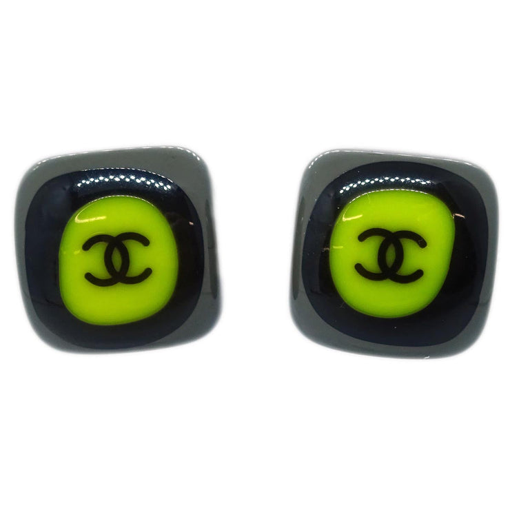 Chanel Gray Piercing Earrings Square 03P