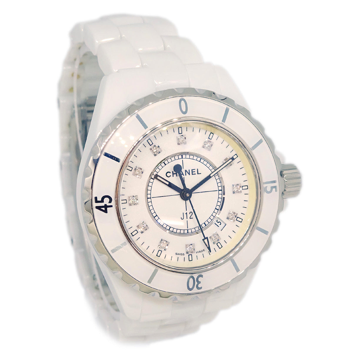 Chanel Ref.H1628 J12 33mm Quartz Watch Ceramic SS Diamond