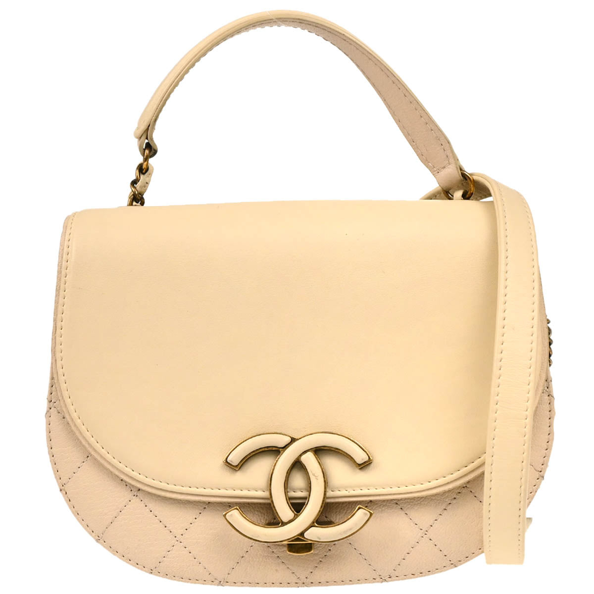 Chanel 2017 Beige Calfskin Coco Curve 2way Handbag
