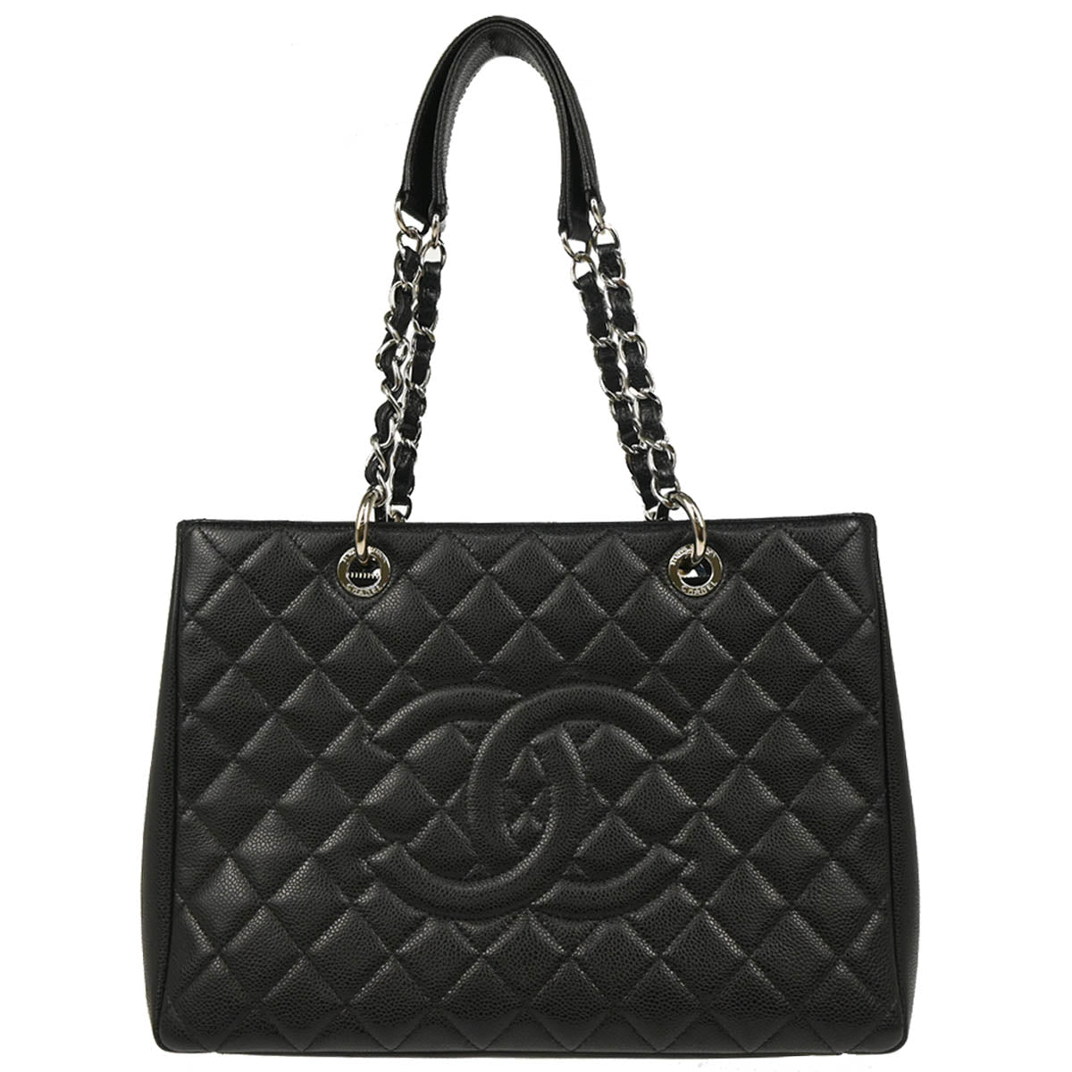 Chanel 2013-2014 Black Caviar Grand Shopping Tote GST Handbag
