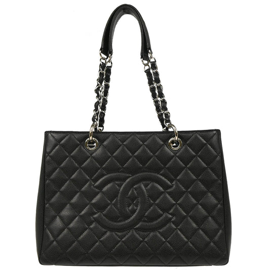 Chanel 2013-2014 Black Caviar Grand Shopping Tote GST Handbag