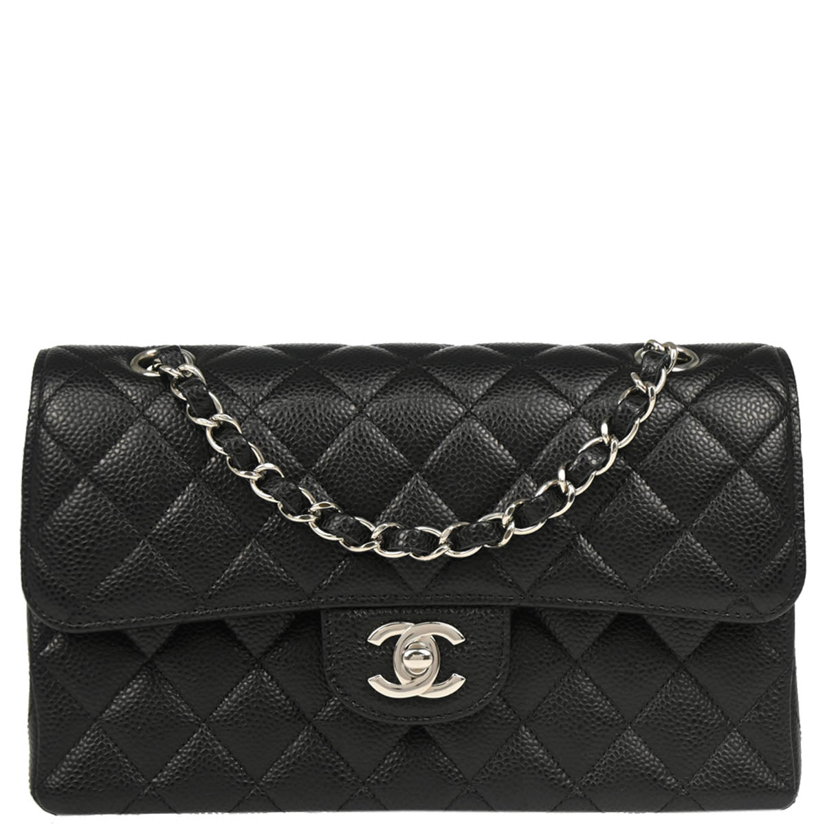 Chanel 2019 Black Caviar Small Classic Double Flap Shoulder Bag