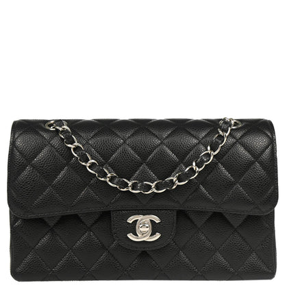 Chanel 2019 Black Caviar Small Classic Double Flap Shoulder Bag