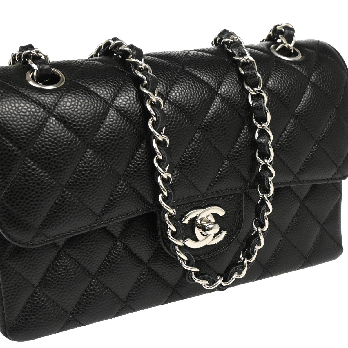 Chanel 2019 Black Caviar Small Classic Double Flap Shoulder Bag