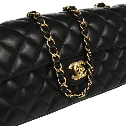 Chanel 2010-2011 Black Lambskin East West Shoulder Bag