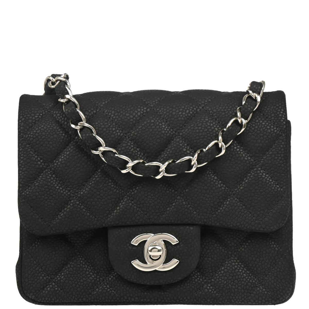 Chanel 2012-2013 Black Caviar Mini Classic Square Flap Bag 17