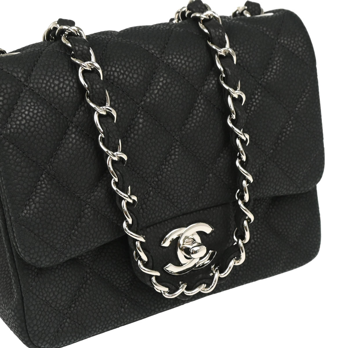 Chanel 2012-2013 Black Caviar Mini Classic Square Flap Bag 17