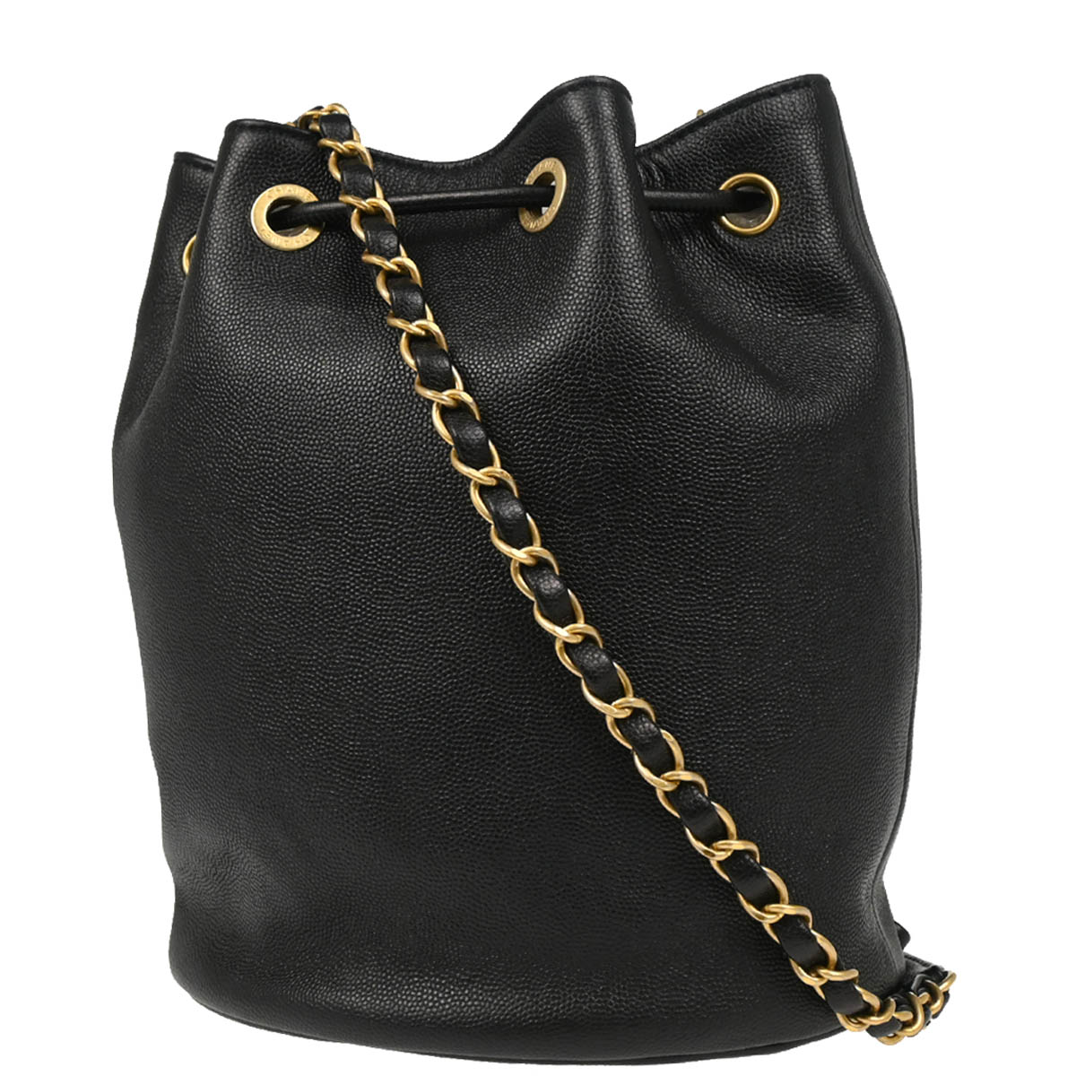 Chanel 2019 Black Caviar Deauville Bucket Bag
