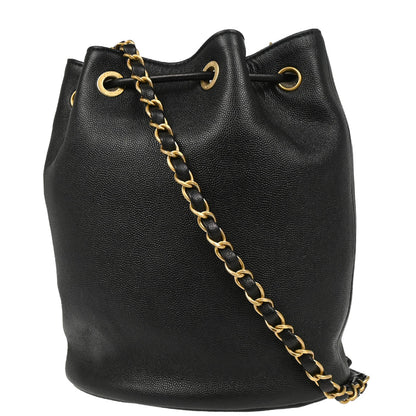 Chanel 2019 Black Caviar Deauville Bucket Bag