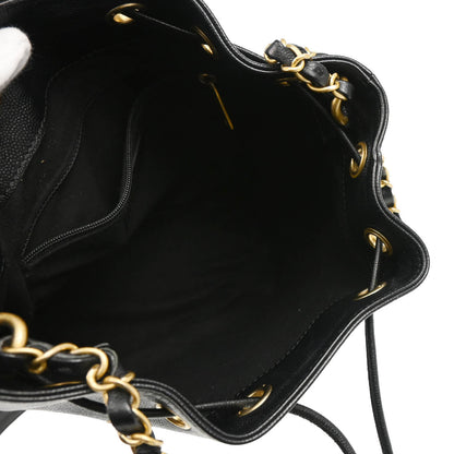 Chanel 2019 Black Caviar Deauville Bucket Bag