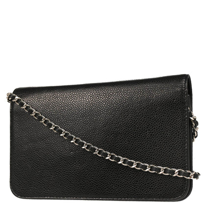 Chanel 2013-2014 Black Caviar Timeless WOC Shoulder Wallet Bag