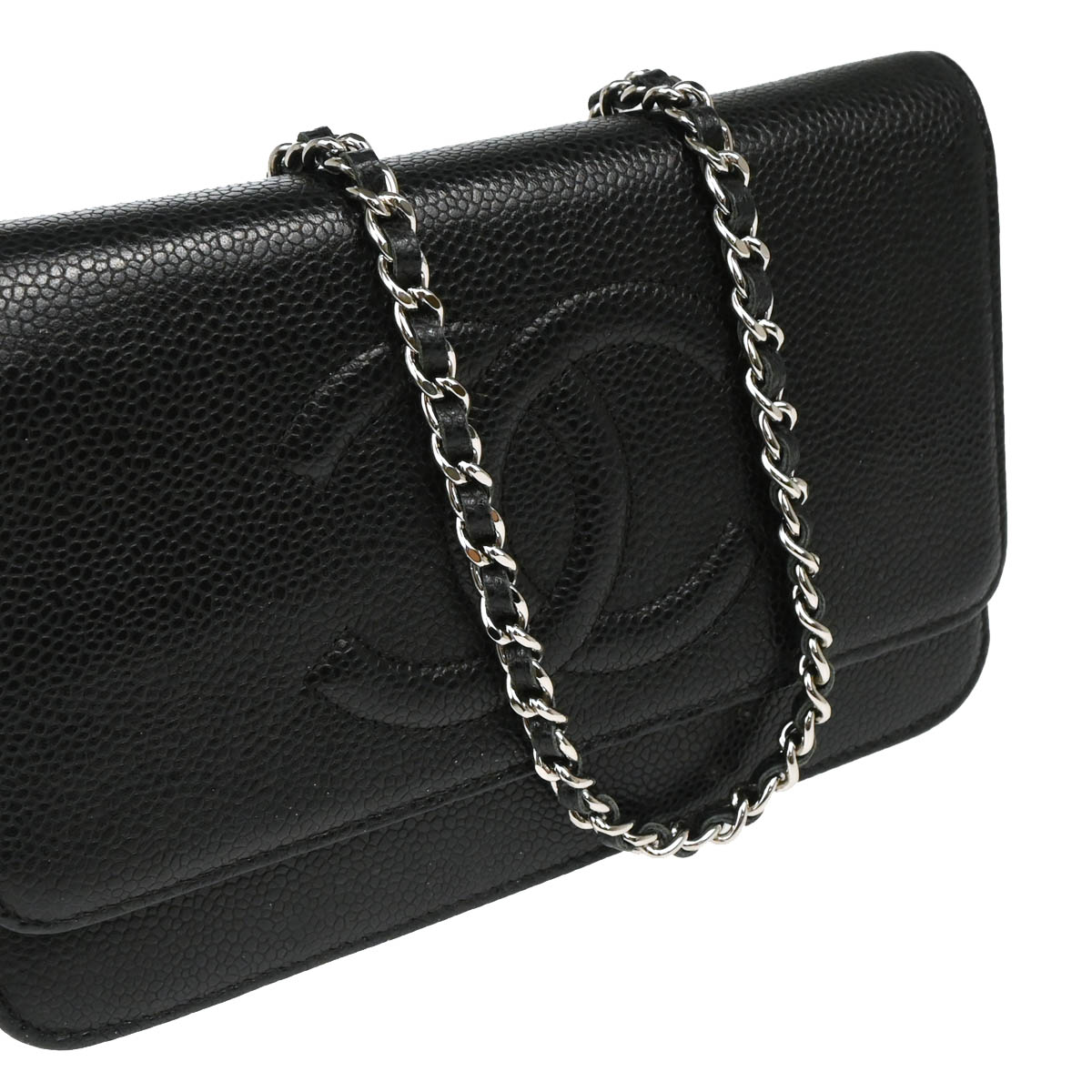 Chanel 2013-2014 Black Caviar Timeless WOC Shoulder Wallet Bag
