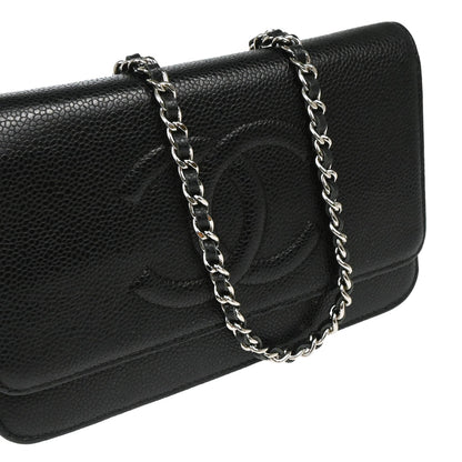 Chanel 2013-2014 Black Caviar Timeless WOC Shoulder Wallet Bag
