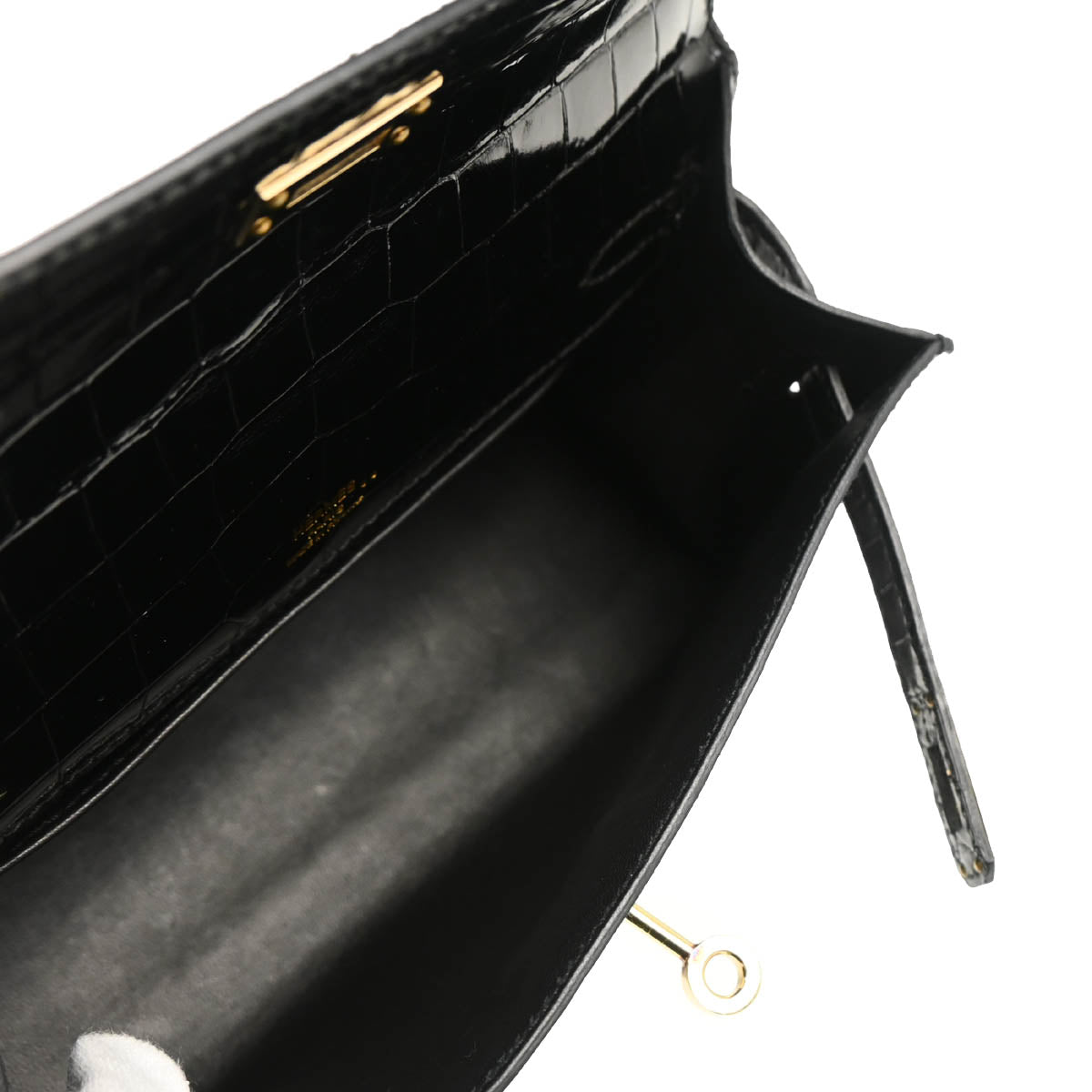 Hermes * 2013 Black Niloticus Pochette Kelly Handbag
