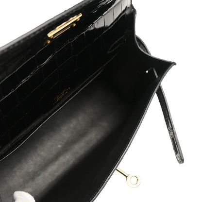 Hermes * 2013 Black Niloticus Pochette Kelly Handbag