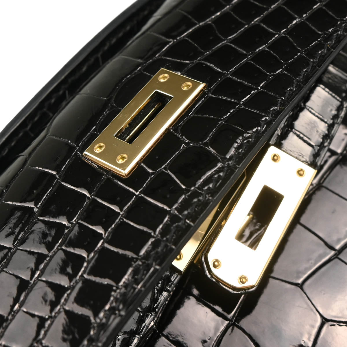 Hermes * 2013 Black Niloticus Pochette Kelly Handbag