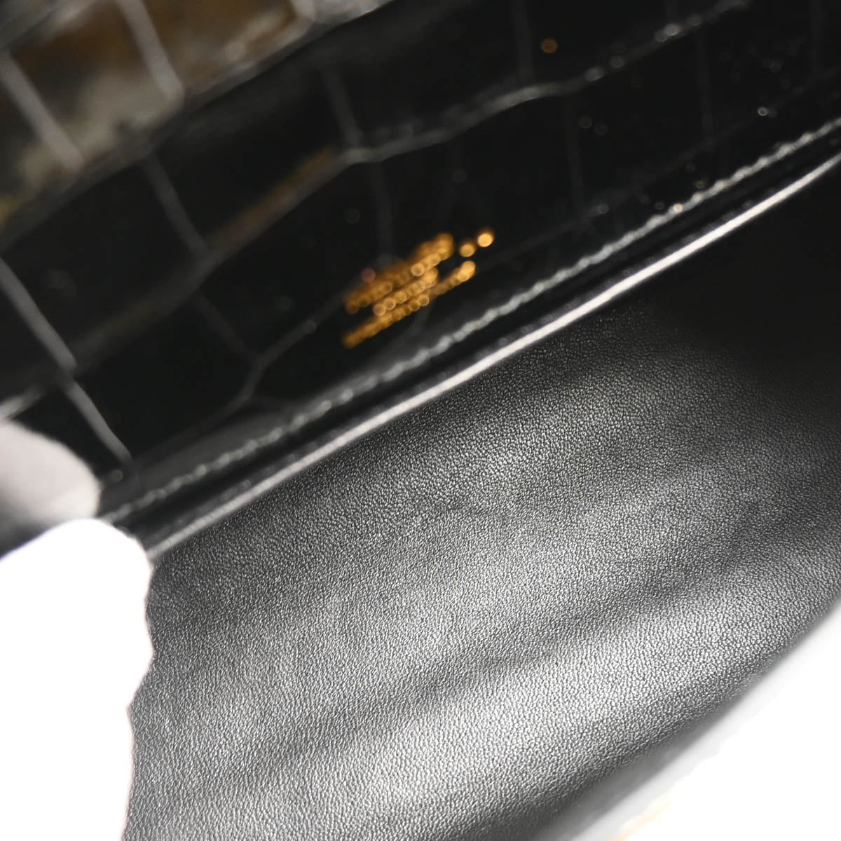 Hermes * 2013 Black Niloticus Pochette Kelly Handbag