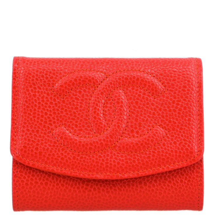 Chanel 1997-1999 Red Caviar Coin Purse Wallet