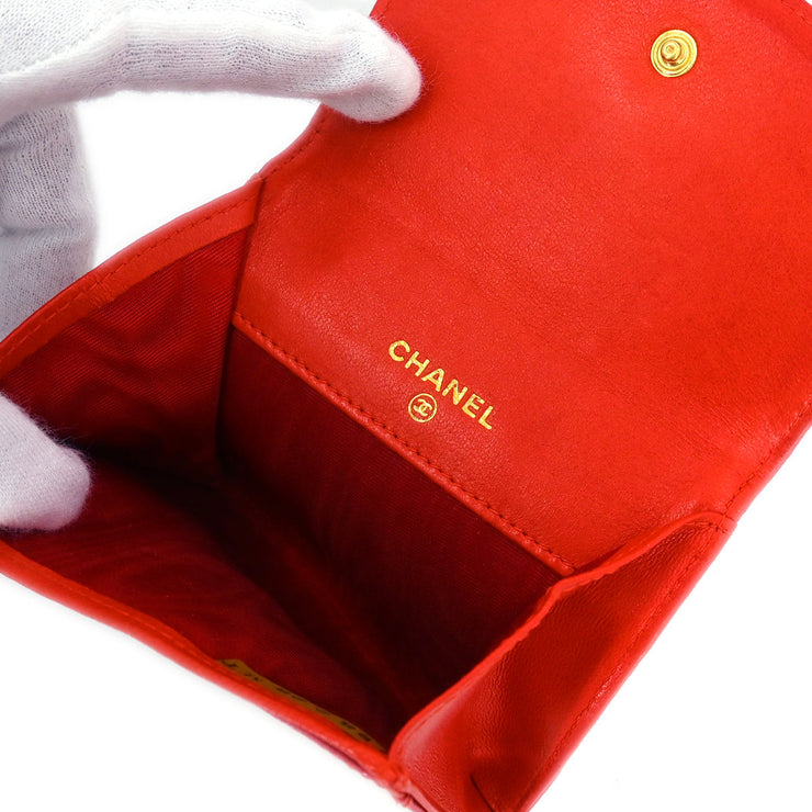 Chanel 1997-1999 Red Caviar Coin Purse Wallet