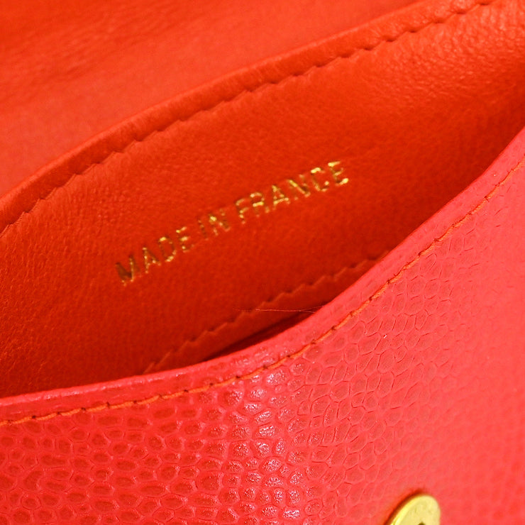 Chanel 1997-1999 Red Caviar Coin Purse Wallet